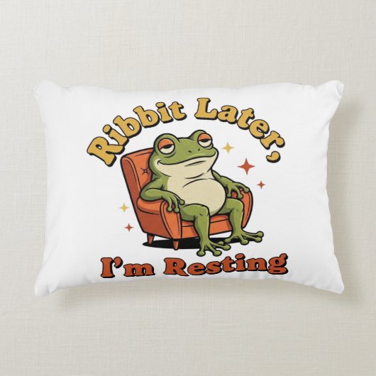 Retro Frog Relax Quote Rectangular Pillow アクセントクッション (正面)