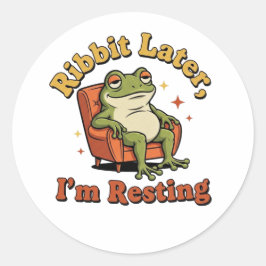 Retro Frog Resting Quote Vinyl Sticker ラウンドシール