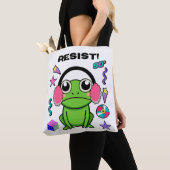 Retro Frog with A 90s Attitude. Resist! Quote トートバッグ (クローズアップ)