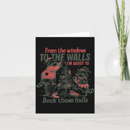 Retro From The Windows To The Walls Funny Raccoon カード (正面)