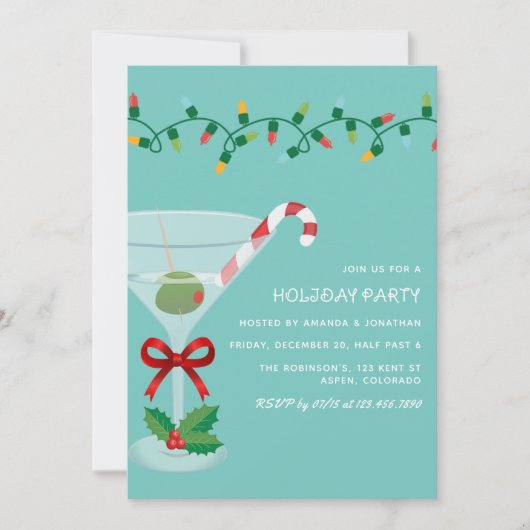 Retro Frost Christmas Holiday Cocktail Party 招待状 (正面)