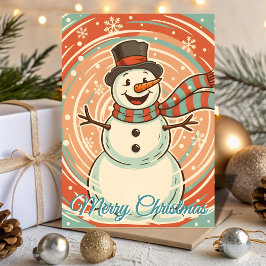 Retro Frosty Snowman Blizzard Christmas シーズンカード