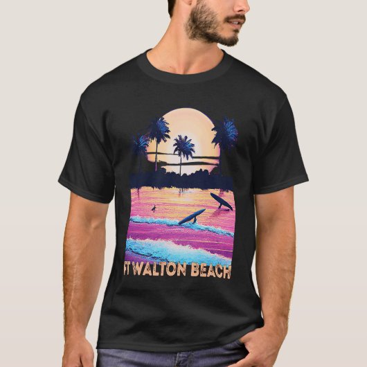 Retro Ft Walton Beach Florida Souvenir Surf Tシャツ (正面)
