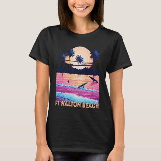 Retro Ft Walton Beach Florida Souvenir Surf Tシャツ (正面)