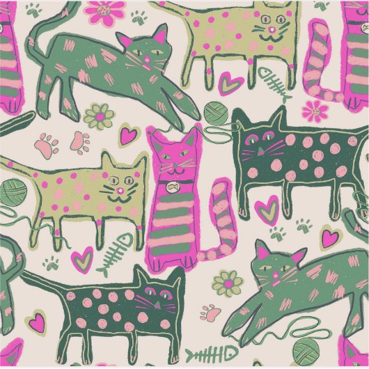 Retro Fun Cat Design シール (正面)