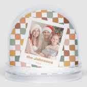 Retro Fun Checkered Family Photo Groovy Christmas (正面)