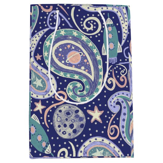 Retro Fun Galaxy ミディアムペーパーバッグ (正面)