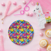 Retro Funky Abstract Comic Pop Pattern ペーパープレート (パーティー)