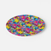 Retro Funky Abstract Comic Pop Pattern ペーパープレート (アングル)