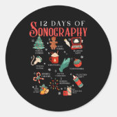 Retro Funny 12 Days Of Sonography Ultrasound Tech  ラウンドシール (正面)