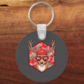Retro Funny Boys Valentines Day Hunting Deer Camo  キーホルダー (正面)