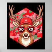 Retro Funny Boys Valentines Day Hunting Deer Camo  ポスター (正面)