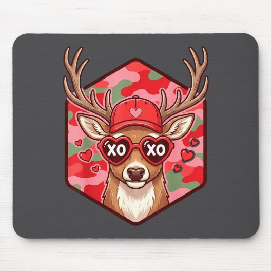 Retro Funny Boys Valentines Day Hunting Deer Camo  マウスパッド (正面)