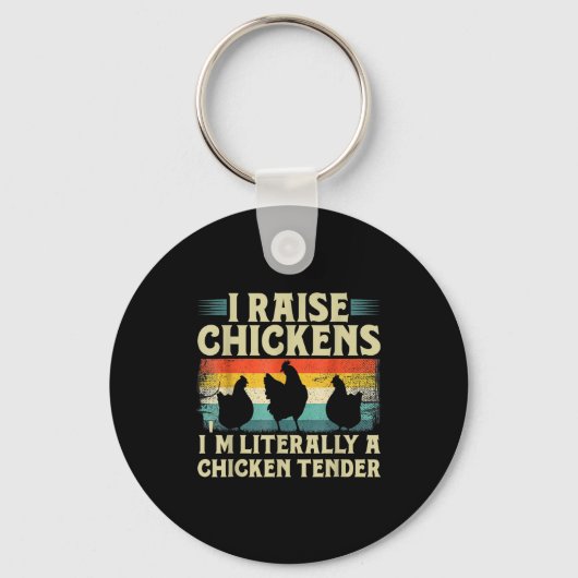 Retro Funny Chicken Lover Gift – I Raise Chickens  キーホルダー (正面)
