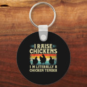 Retro Funny Chicken Lover Gift – I Raise Chickens  キーホルダー (正面)