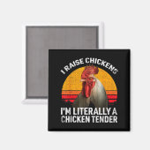 Retro Funny Chicken Lover Gift – I Raise Chickens  マグネット (正面/裏面)
