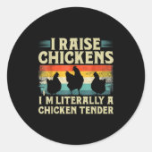 Retro Funny Chicken Lover Gift – I Raise Chickens  ラウンドシール (正面)