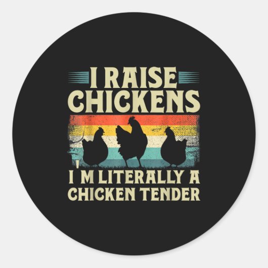 Retro Funny Chicken Lover Gift – I Raise Chickens  ラウンドシール (正面)