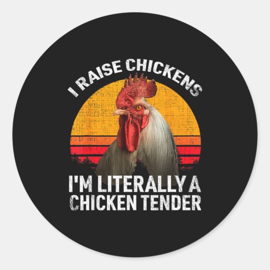 Retro Funny Chicken Lover Gift – I Raise Chickens  ラウンドシール (正面)