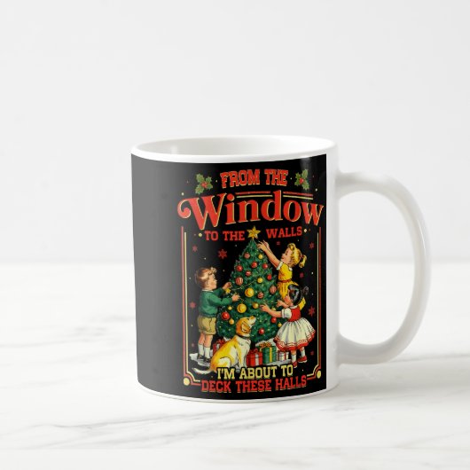 Retro Funny Christmas Holiday From The Windows To コーヒーマグカップ (右)