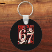 Retro Funny Cud Says 6 7 Six Seven Couples Valenti キーホルダー (正面)