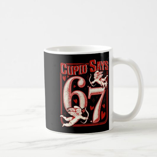 Retro Funny Cud Says 6 7 Six Seven Couples Valenti コーヒーマグカップ (右)
