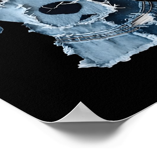 Retro Funny Denim Patch Animal Dog  ポスター (角)