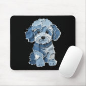 Retro Funny Denim Patch Animal Dog Print マウスパッド (マウス)