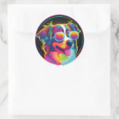 retro funny dog ラウンドシール (バッグ)