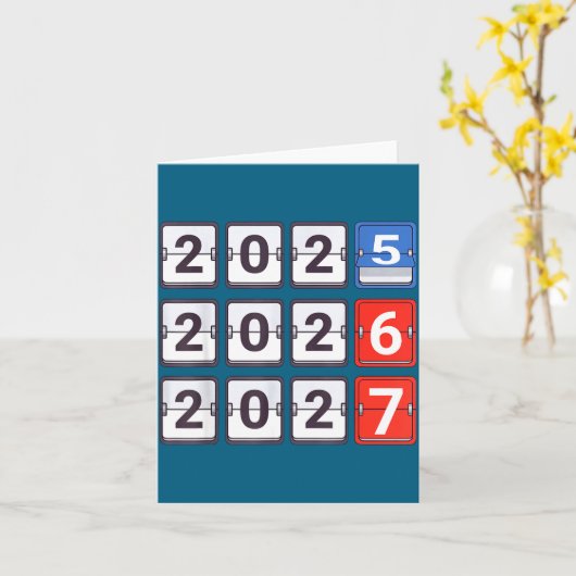 Retro Funny Happy New Year 2026 2027 67 Meme Six S カード (黄色い花)