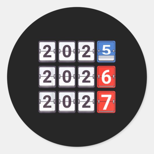 Retro Funny Happy New Year 2026 2027 67 Meme Six S ラウンドシール (正面)