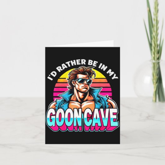 Retro Funny Id Rather Be In My Goon Cave Quote Man カード (正面)