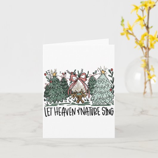 Retro Funny Let Heaven And Nature Sing Nes Tree Ch カード (黄色い花)