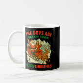 Retro Funny Santa Jesus The Boys Are Back In Town コーヒーマグカップ (左)