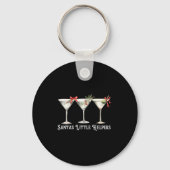Retro Funny Santa's Little Helper Martini Merry Ch キーホルダー (正面)