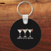 Retro Funny Santa's Little Helper Martini Merry Ch キーホルダー (正面)