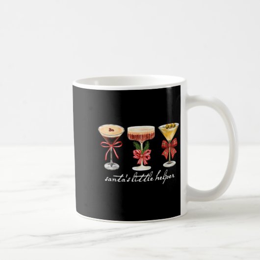 Retro Funny Santa's Little Helper Martini Merry Ch コーヒーマグカップ (右)