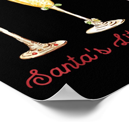 Retro Funny Santa's Little Helper Martini Merry Ch ポスター (角)