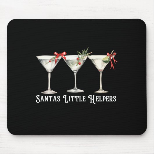 Retro Funny Santa's Little Helper Martini Merry Ch マウスパッド (正面)