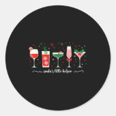 Retro Funny Santa's Little Helper Martini Merry Ch ラウンドシール (正面)