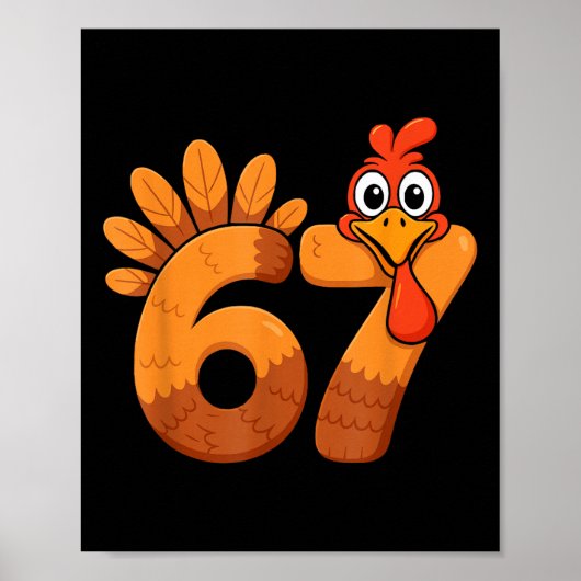 Retro Funny Six Seven 6 7 Meme Thanksgiving Turkey ポスター (正面)