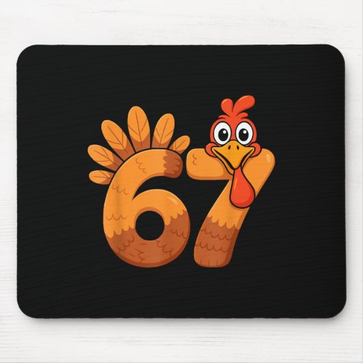 Retro Funny Six Seven 6 7 Meme Thanksgiving Turkey マウスパッド (正面)