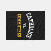 Retro Funny Trendy Quote Catholics Vs Committees  フリースブランケット (正面(横))