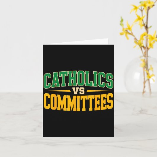 Retro Funny Trendy Sarcastic Saying Catholics Vs C カード (黄色い花)