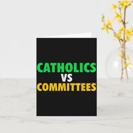 Retro Funny Trendy Sarcastic Saying Catholics Vs C カード (黄色い花)