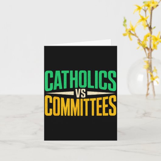 Retro Funny Trendy Sarcastic Saying Catholics Vs C カード (黄色い花)