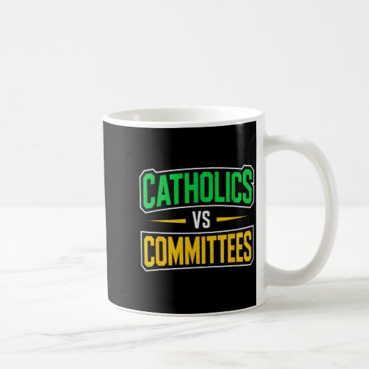 Retro Funny Trendy Sarcastic Saying Catholics Vs C コーヒーマグカップ (右)
