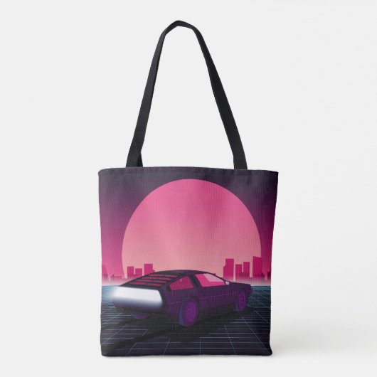 Retro future. 80s style sci-fi background with sup トートバッグ (裏面)