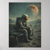Retro-Future Astronaut, Sci-Fi Space Abstract Art ポスター (正面)