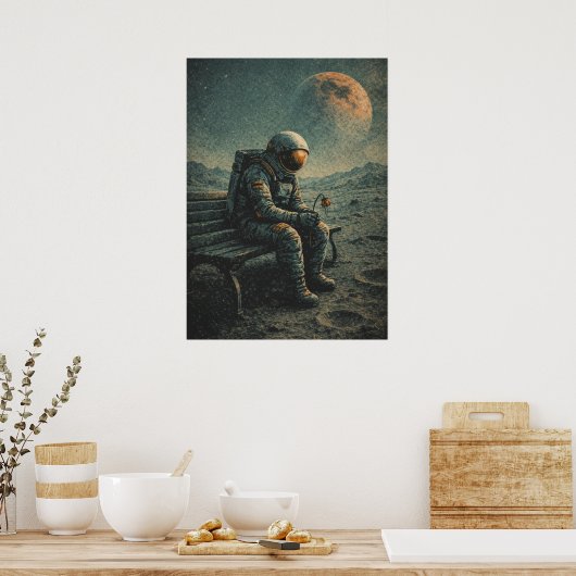 Retro-Future Astronaut, Sci-Fi Space Abstract Art ポスター (キッチン)
